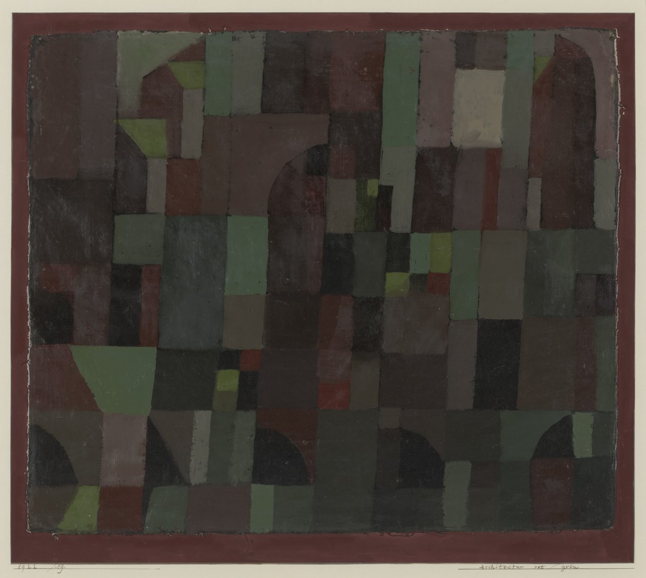 Rød/grønn arkitektur (gul/fiolett gradering) av Paul Klee
