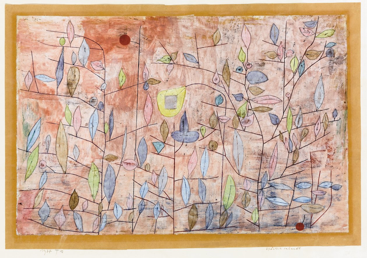 Sparsomt løvverk; Sparlich Belaubt av Paul Klee