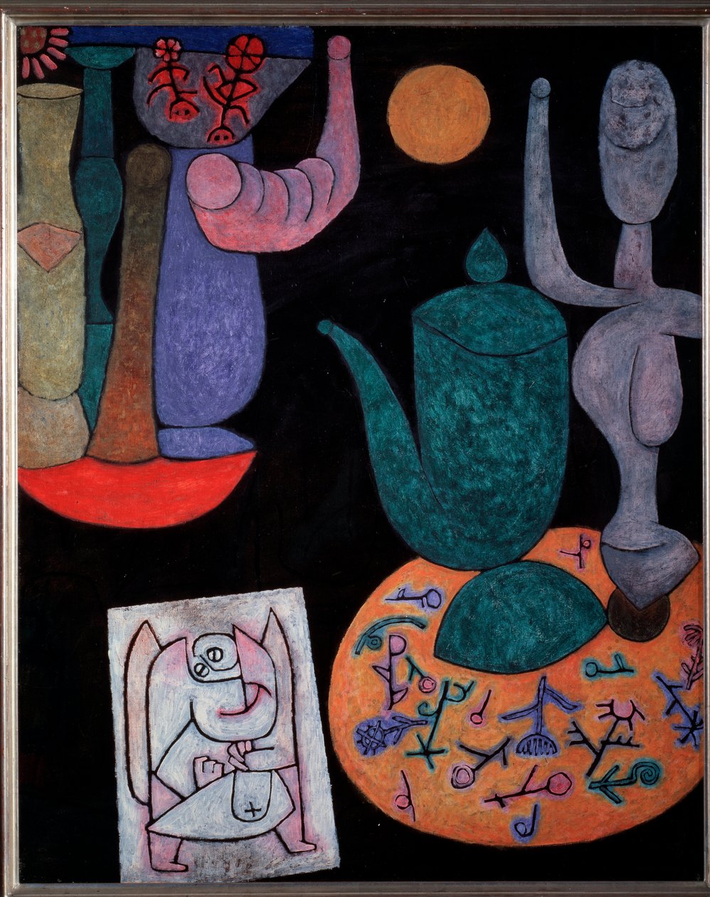 Stilleben på svart bakgrunn - maleri av Paul Klee