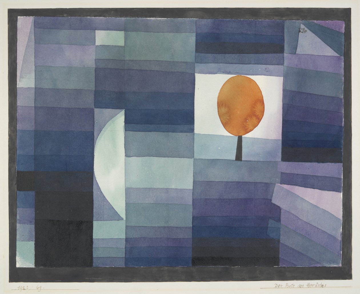 The Harbinger of Autumn grønn/fiolett gradering med oransje aksent av Paul Klee