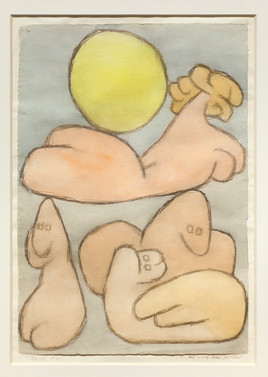 Overkroppen og familien hennes med fullmåne av Paul Klee