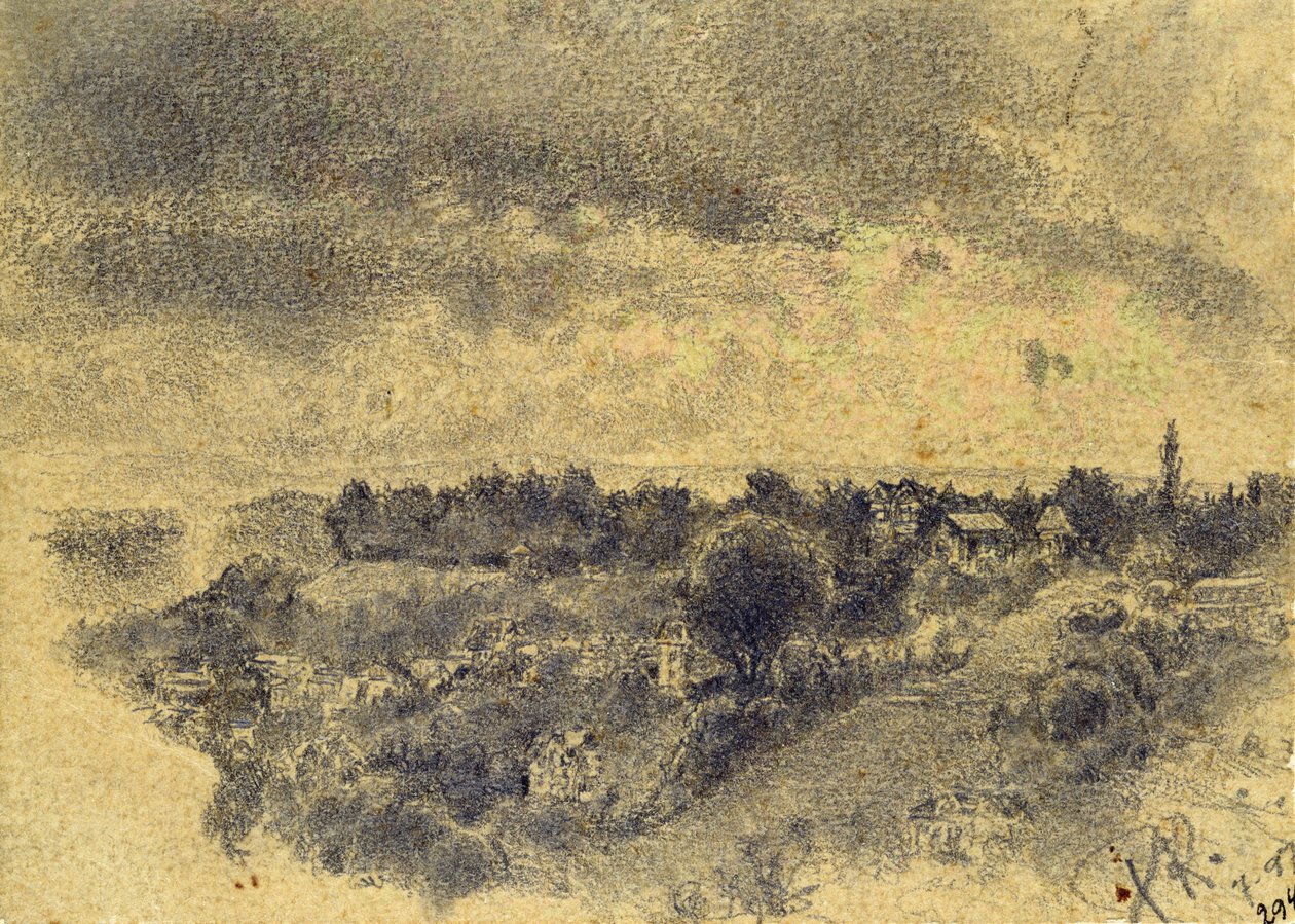 Uten tittel (Berne, utsikt over Rosengarten) 1897 (blyant og pensel på papir) av Paul Klee