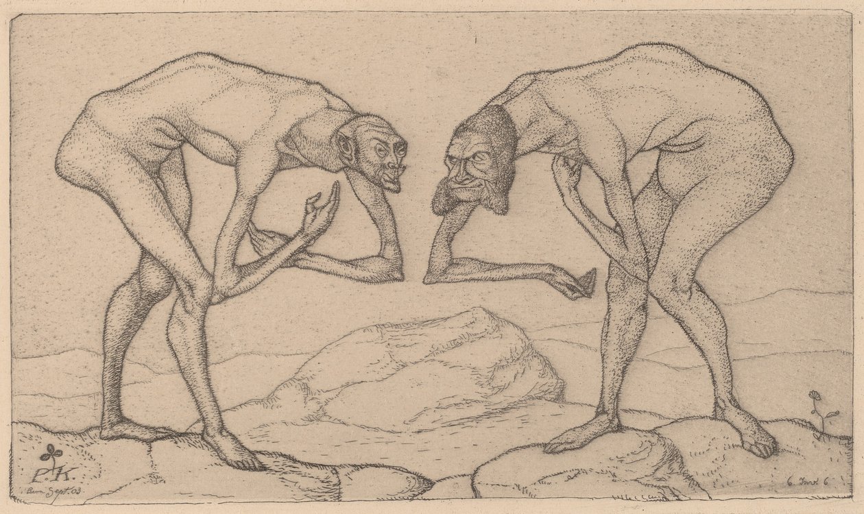 To menn, forutsatt at hverandre er i en høyere stilling, møter Two Men Meet..., 1903. av Paul Klee
