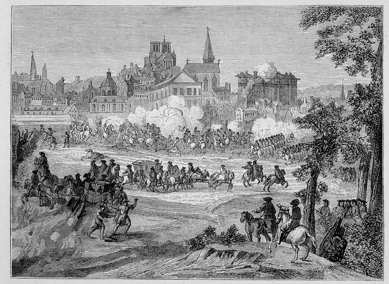 Combat du faubourg Saint-Antoine i Paris under Fronde (1652), "" 1600-tallet - Institusjoner: skikker og kostymer, Frankrike 1590-1700" av Paul Lacroix av Paul Lacroix