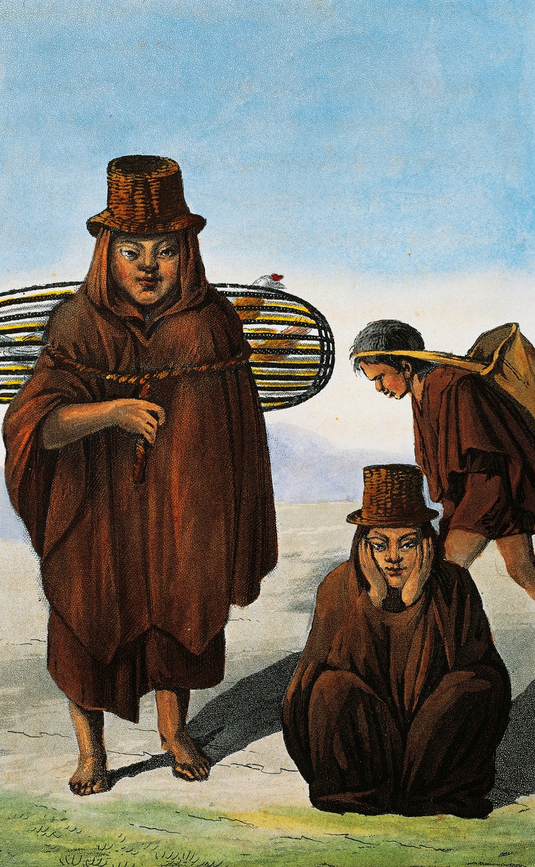 Fjærfeselger, tigger og arbeider, Colombia, gravering av Paul Legrand fra Travels in the Republic of Colombia i årene 1822 og 1823, av Gaspard Theodore Mollien (1796-1872), Sør-Amerika av Paul Legrand