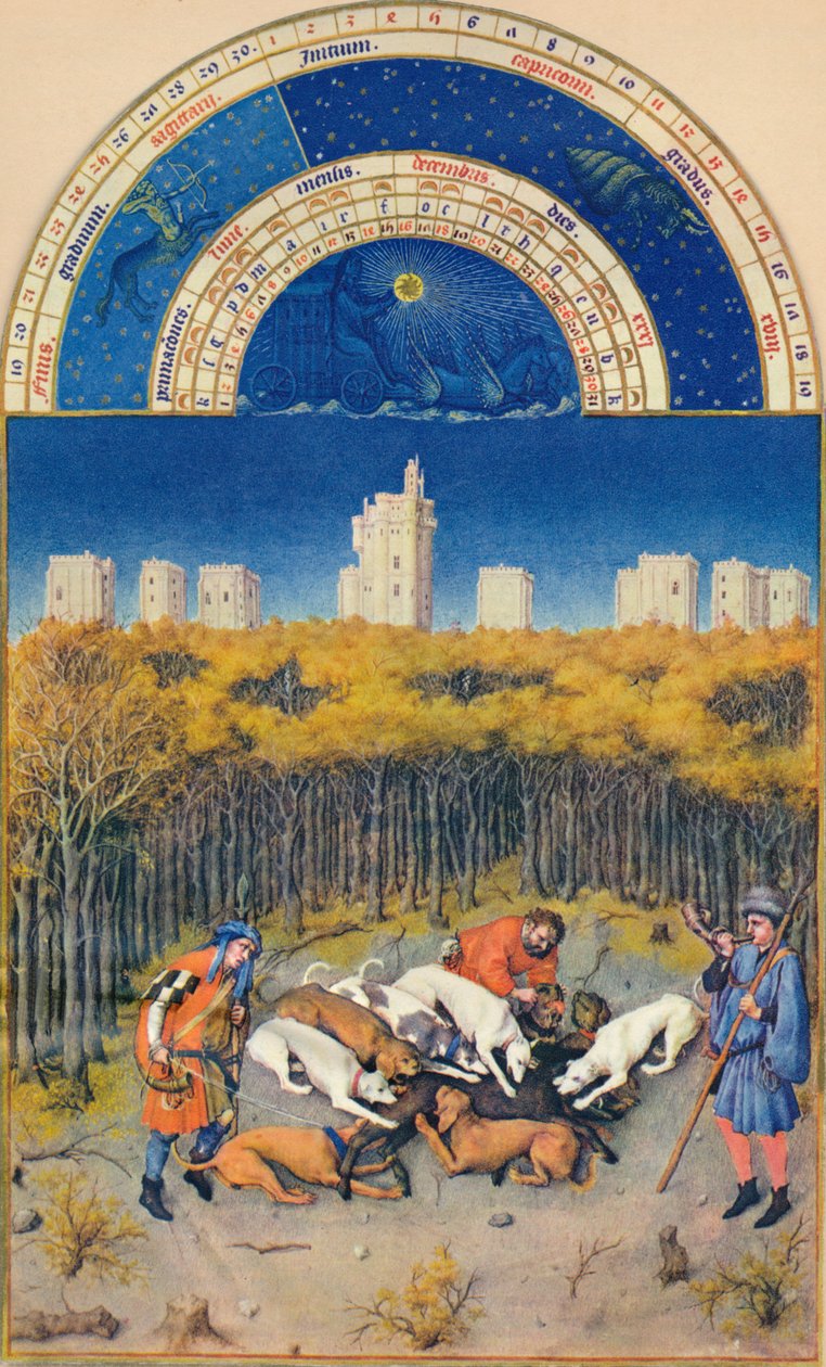 Desember - Château de Vincennes, 1400-tallet, 1939. av Paul Limbourg