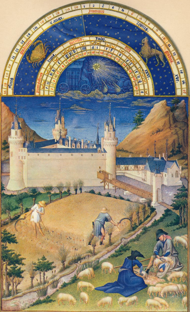 juli - slottet i Poitiers, 1400-tallet, 1939. av Paul Limbourg