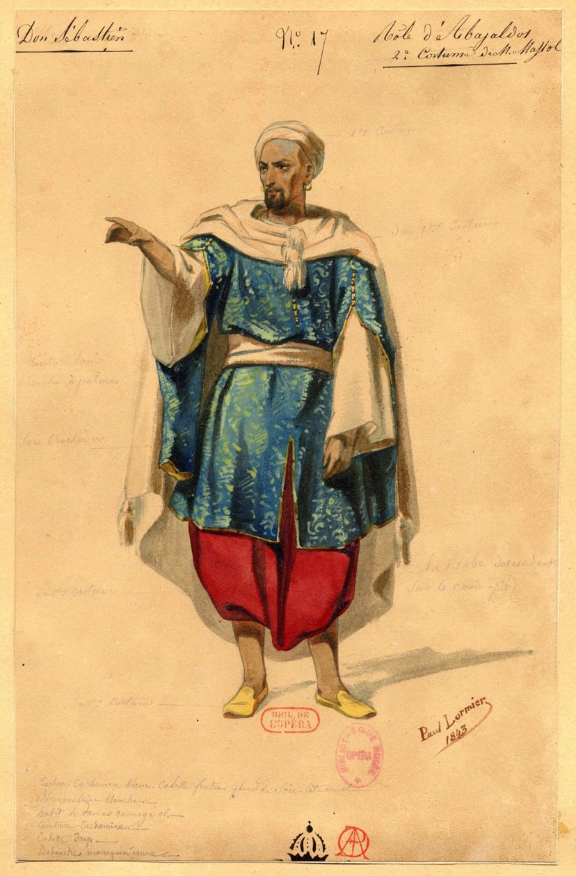 Abayaldos. Kostymedesign for operaen Dom Sébastien, Roi de Portugal, 1843. av Paul Lormier