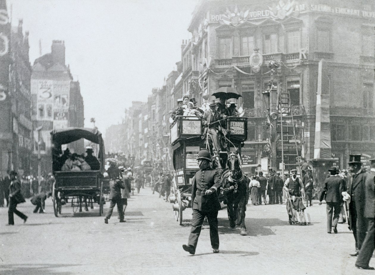 Ludgate Circus, London, forberedte seg til dronning Victorias diamantjubileum, 1897 av Paul Martin
