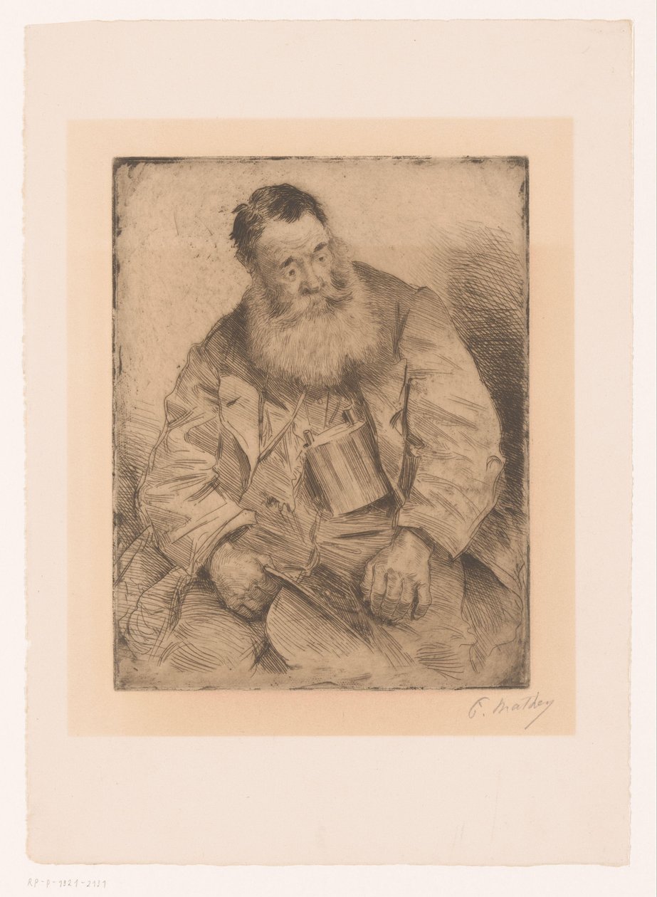 Portrett av en sittende mann med skjegg av Paul Mathey (signed by artist)