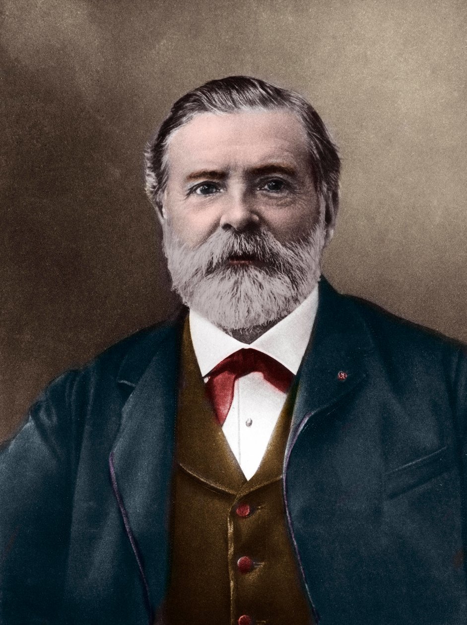 Portrett av Etienne-Jules Marey (1830-1904); engelsk vitenskapsmann og kronofotograf; oppfinner av sphygmograph og en pioner innen fotografi og kino. Foto av Nadar, Paul (1856-1939). Digital fargelegging. av Paul Nadar