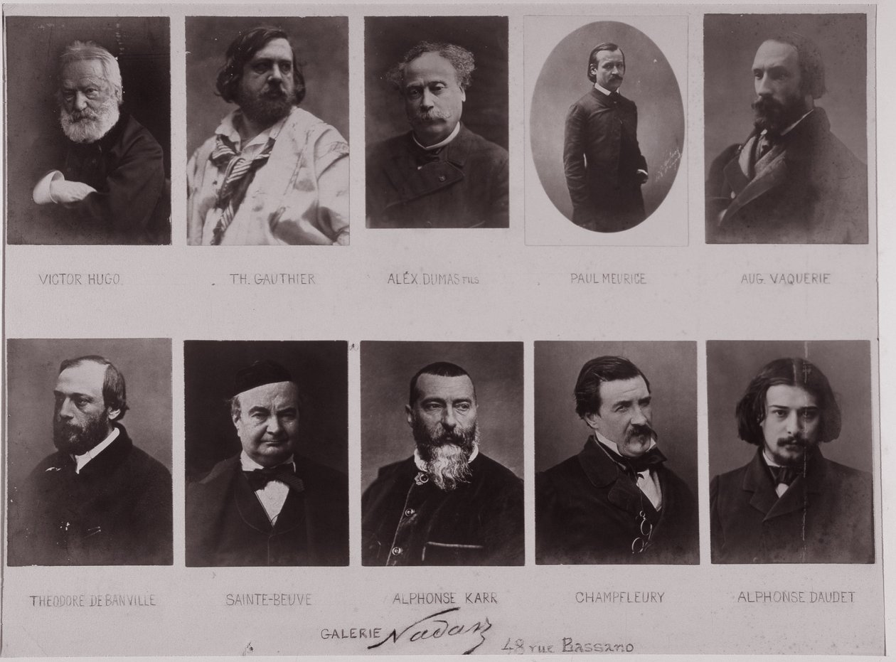 Ti portretter av Paul Nadar (s/hv-bilde) av Paul Nadar