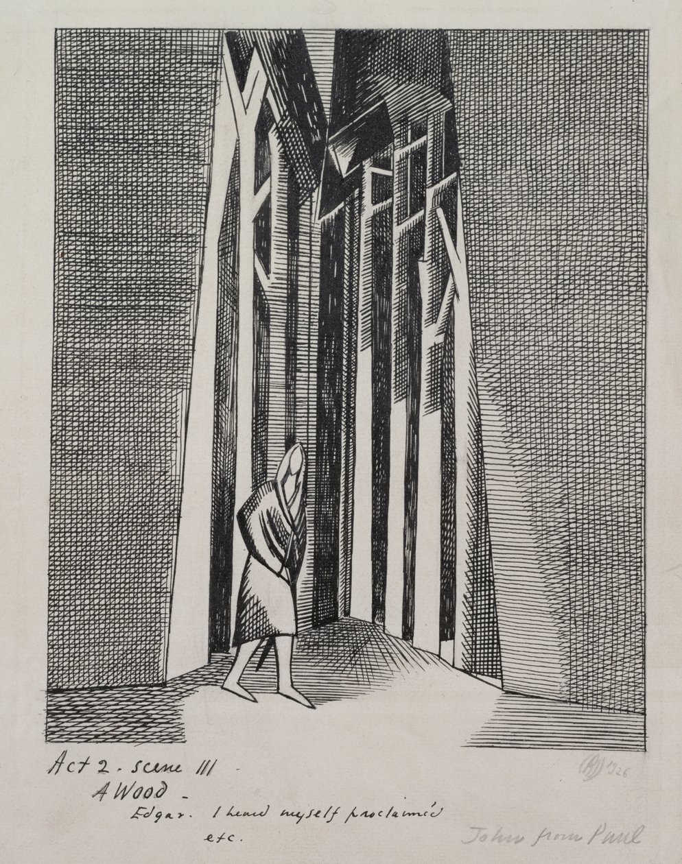 A Wood- Illustrasjon for 'Kong Lear', Act 2 Scene III av Paul Nash