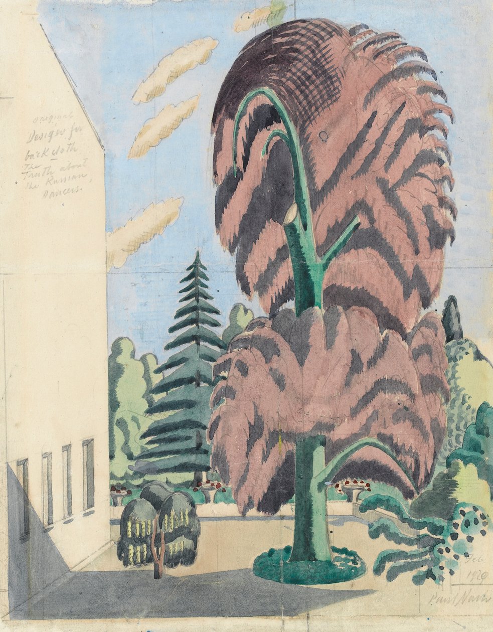 Design for backcloth, The Truth about the Russian Dancers av Paul Nash