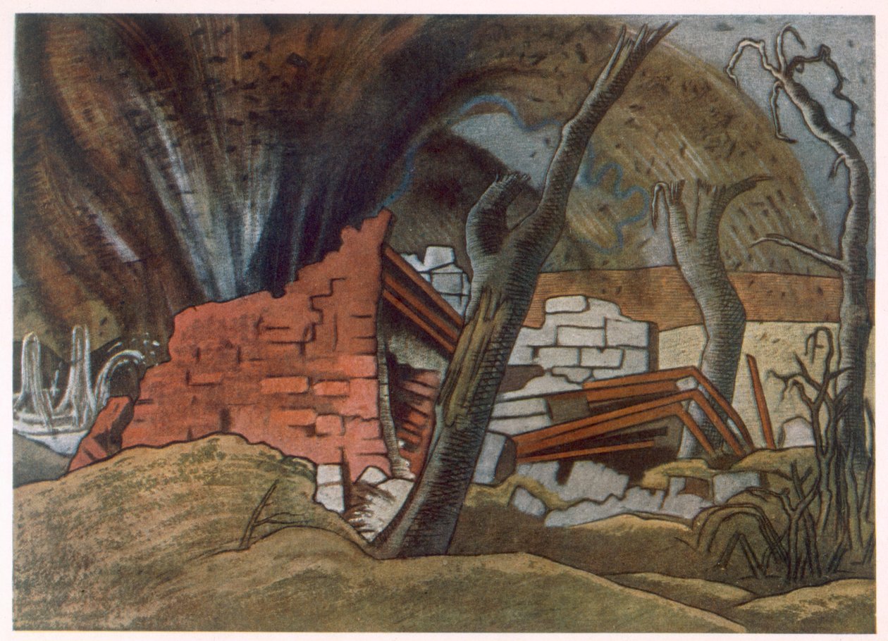 Shell Bursting, fra britiske artister ved fronten, fortsettelse av vestfronten, del tre, Paul Nash av Paul Nash