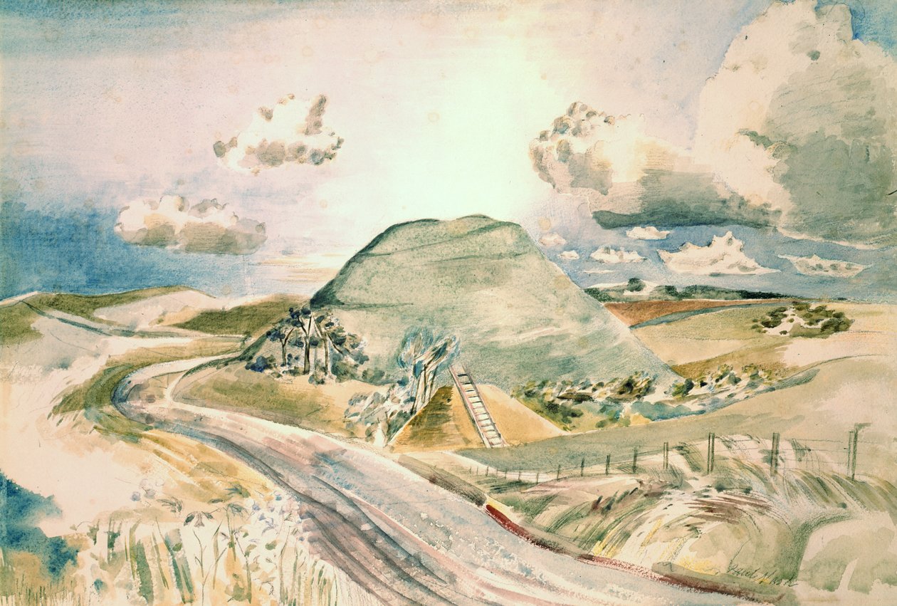 Silbury Hill (akvarell på papir) av Paul Nash