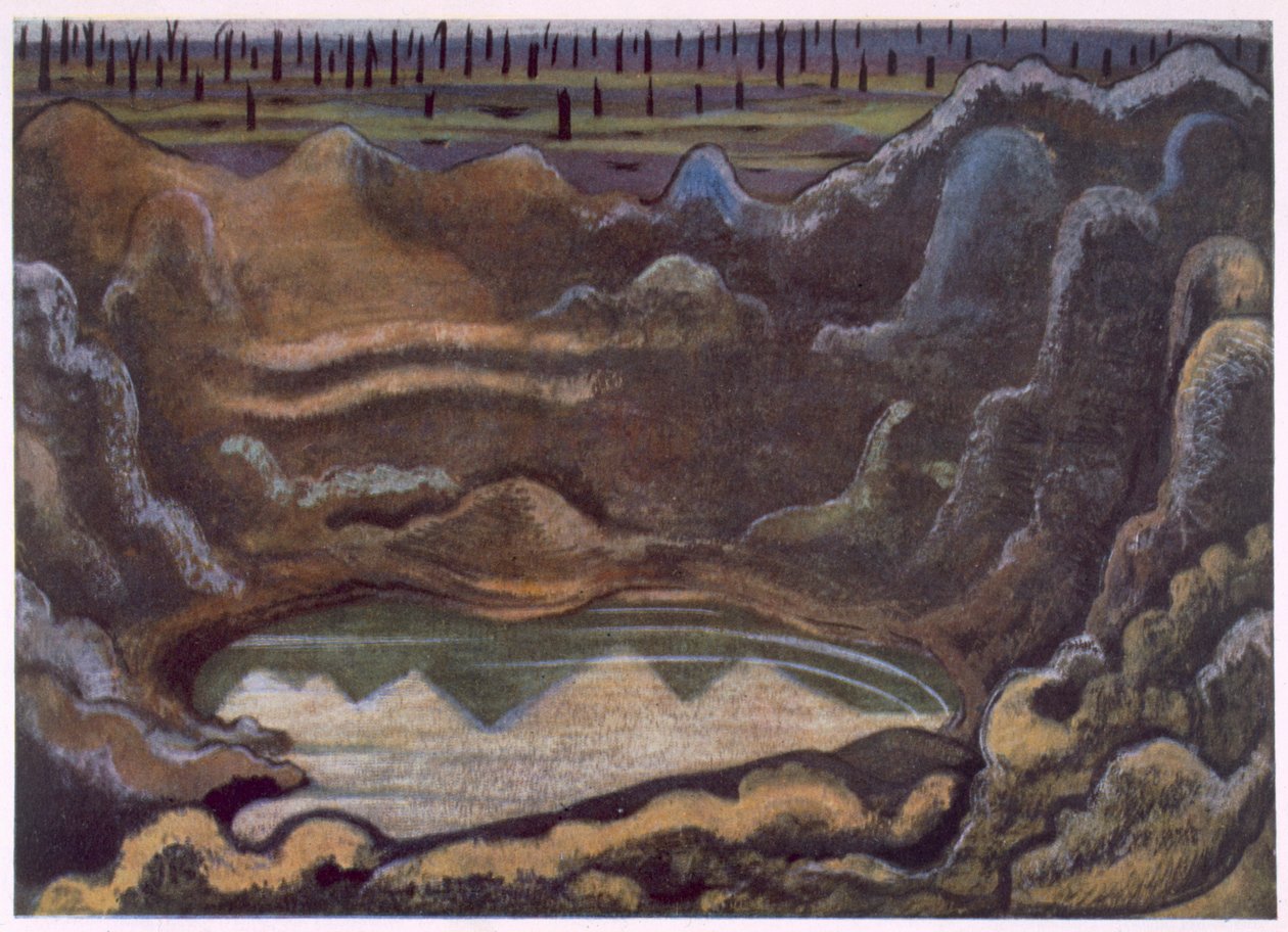 The Caterpillar Crater, fra British Artists at the Front, Fortsettelse av The Western Front, del tre, Paul Nash av Paul Nash