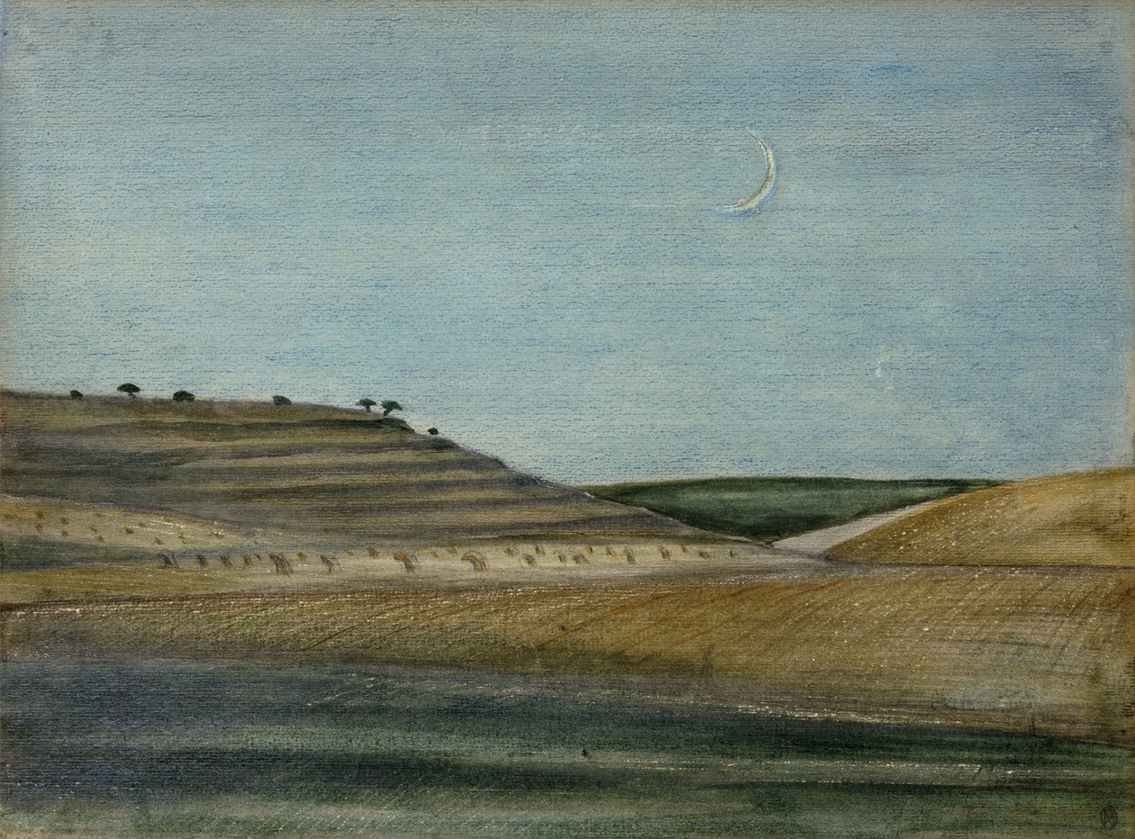 Their Hill (blyant, fargestift og akvarell) av Paul Nash