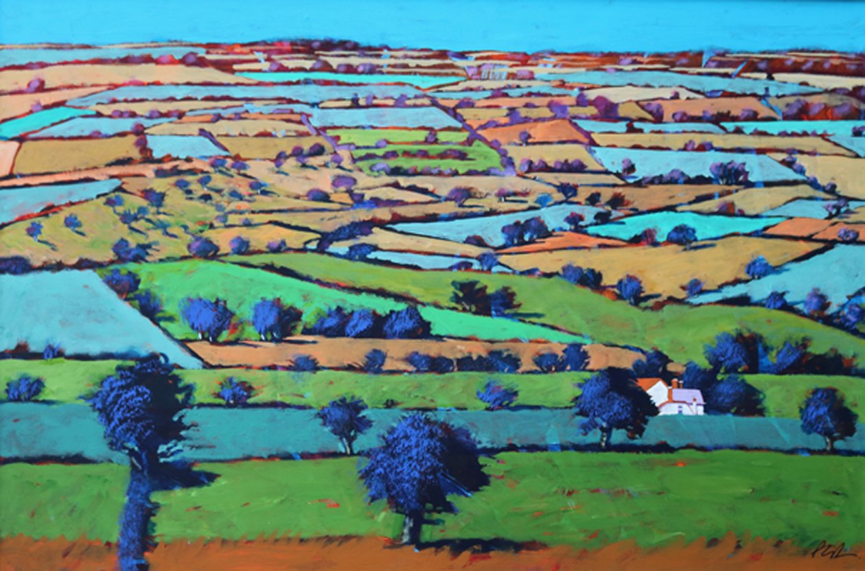 Beacon hill (akryl om bord) av Paul Powis