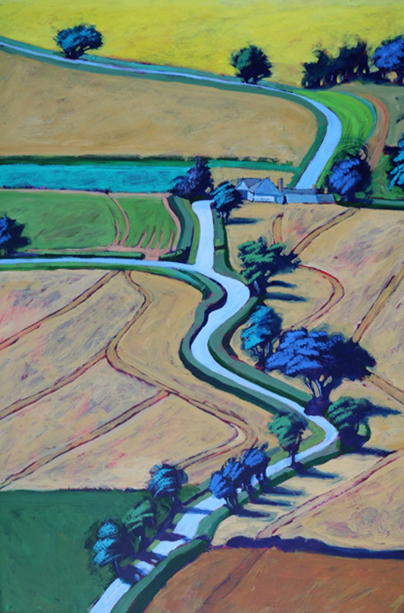 Lane i sommer nærbilde (akryl om bord) av Paul Powis