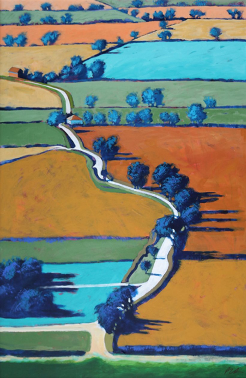 Lane mot Ledbury (akryl om bord) av Paul Powis