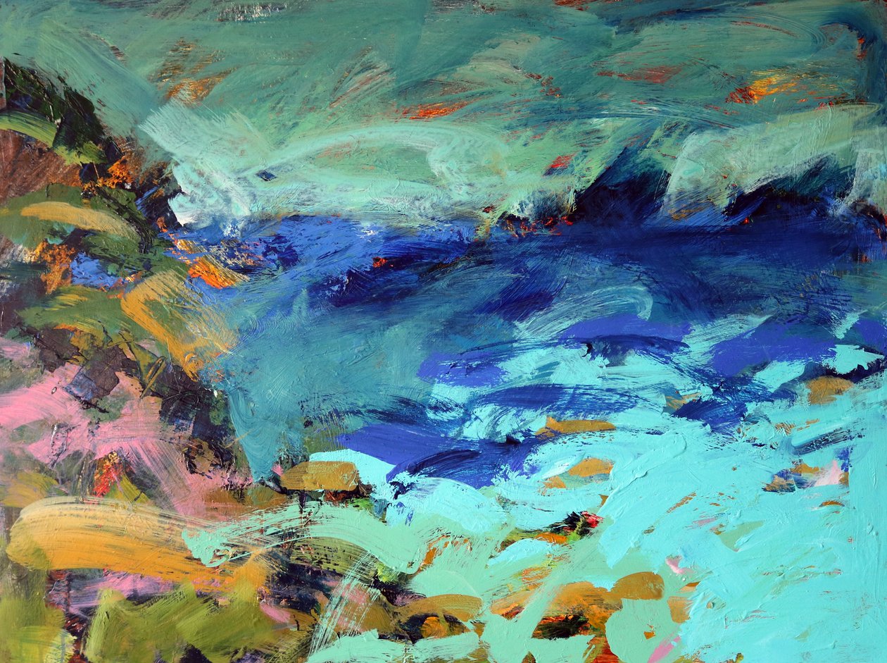 Priests Cove (akryl om bord) av Paul Powis