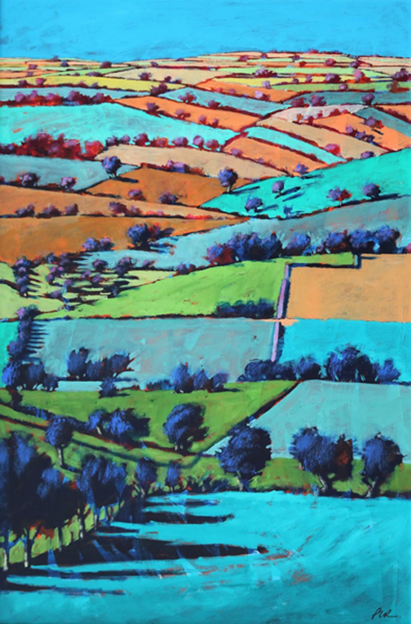 Rodge Hill (akryl om bord) av Paul Powis