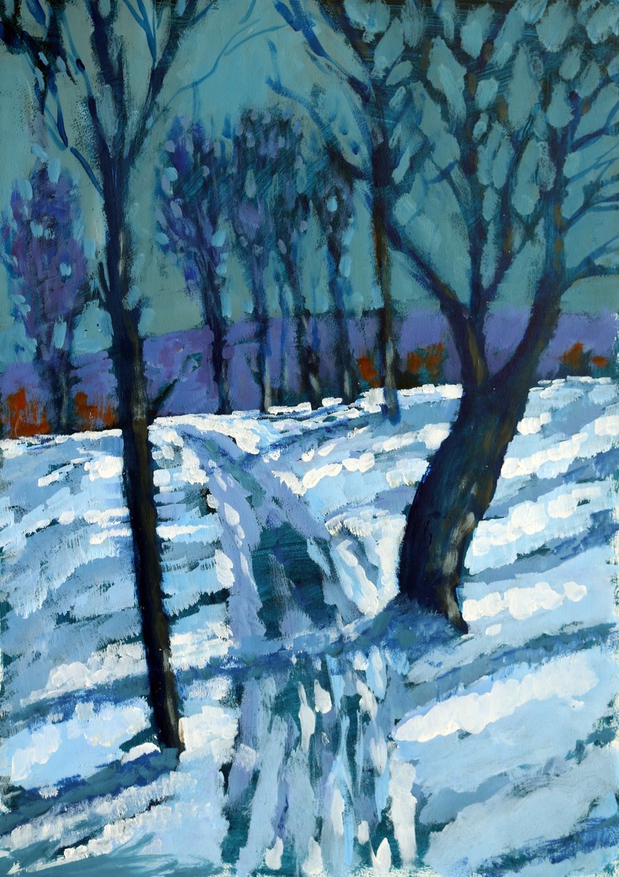 Snow, 2015, (akryl på papir) av Paul Powis