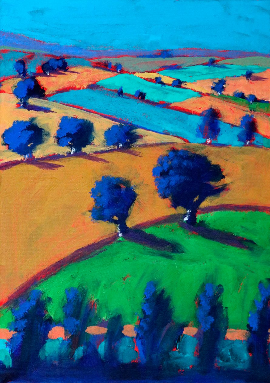 Teme Valley, 2024 (akryl på plate) av Paul Powis