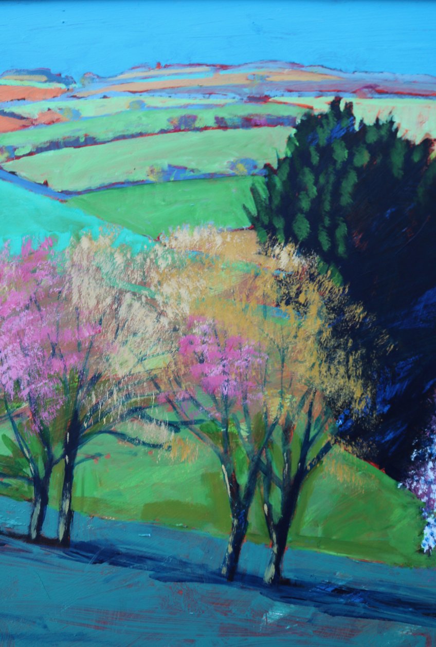 Teme Valley blossom close up 2 (akryl om bord) av Paul Powis