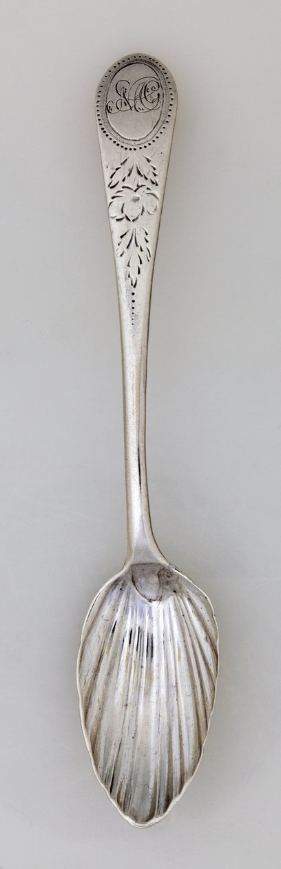 Riflet teskje, ca. 1785 (sølv) av Paul Revere