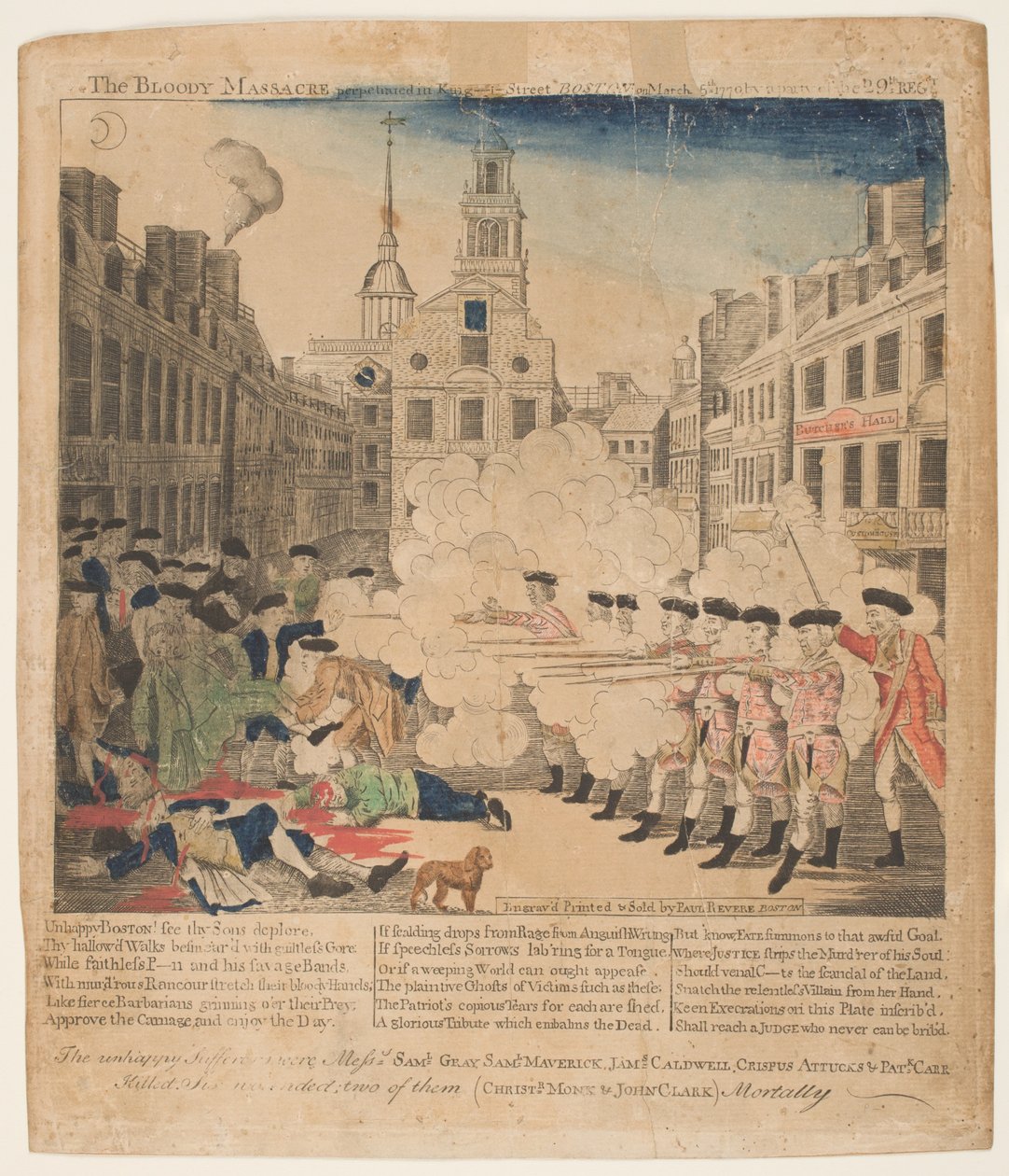 Boston-massakren, 5. mars 1770 av Paul Revere