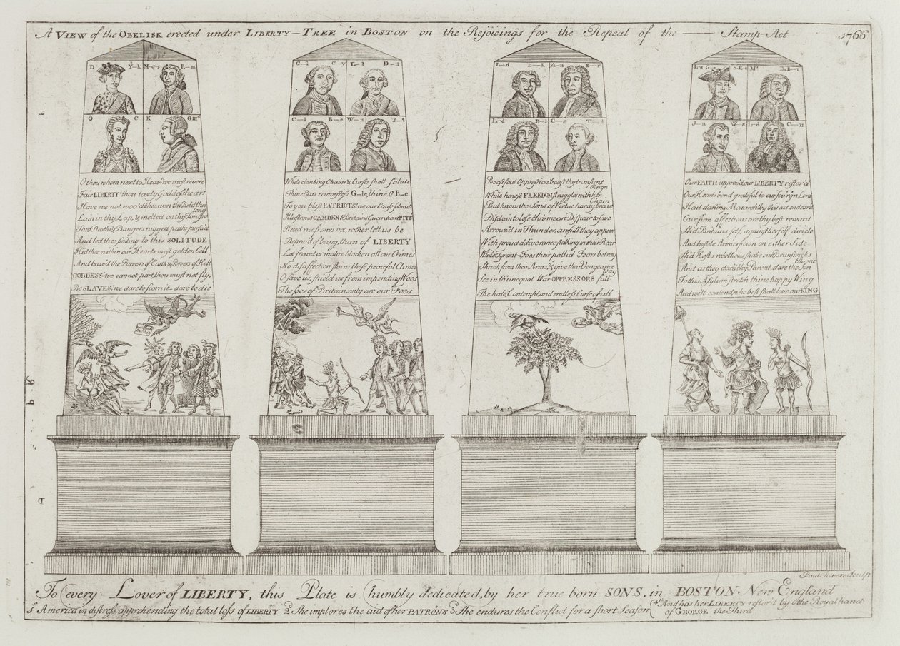 Obelisken under Liberty Tree, Boston av Paul Revere