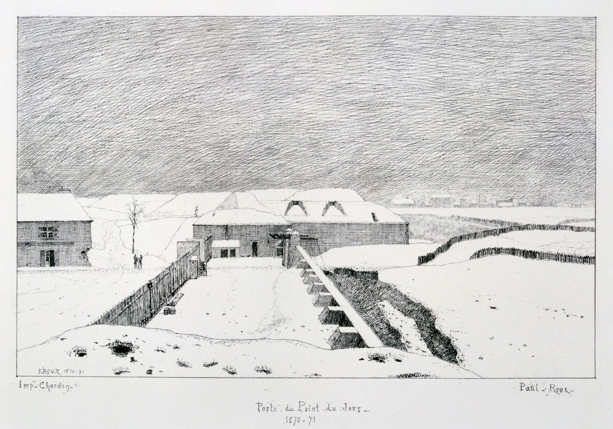 Porte du Point du Jour, beleiringen av Paris, 1870-1871. av Paul Roux