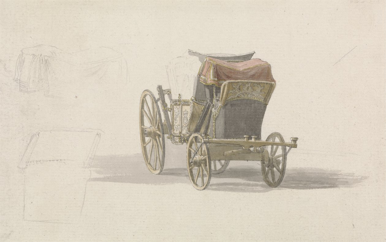 A Coach with Royal Coat of Arms, ca. 1764 (blyant og m/c på papir) av Paul Sandby