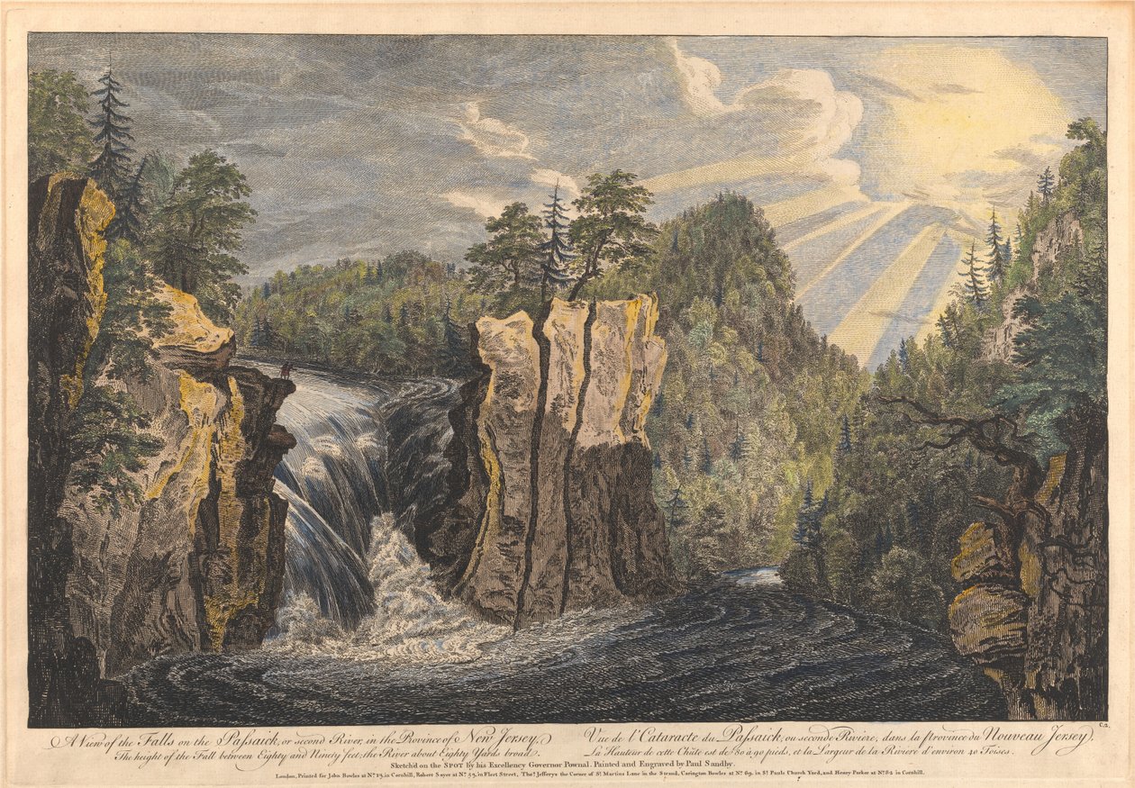 Utsikt over fossene i Passaic, eller Second River, i provinsen New Jersey av Paul Sandby