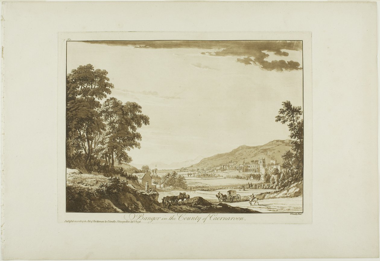 Bangor i fylket Caernarvon av Paul Sandby