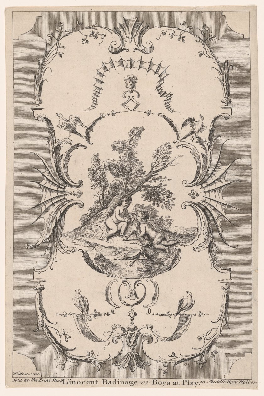 Design for tapet L'Innocent Badinage, eller Boys at Play, ca. 1745-50., ca. 1745-50. av Paul Sandby