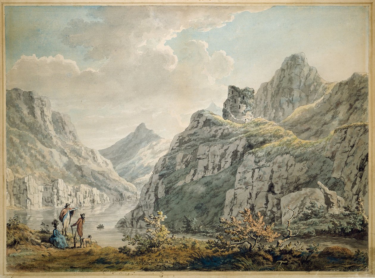 Dolbardarn Castle og Llanberris Lake, 1764 av Paul Sandby