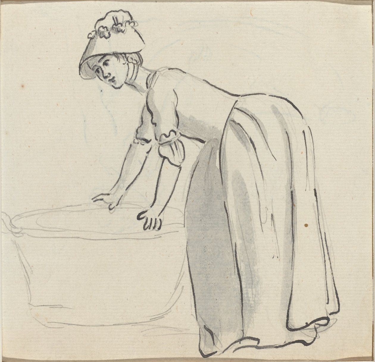Jente med panser på jobb [recto] av Paul Sandby