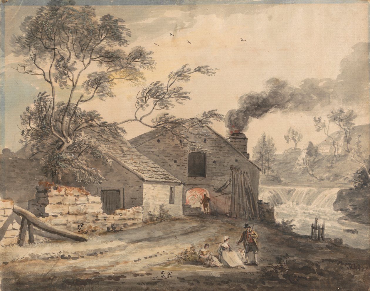 Iron Forge ved elven Kent, Westmorland av Paul Sandby