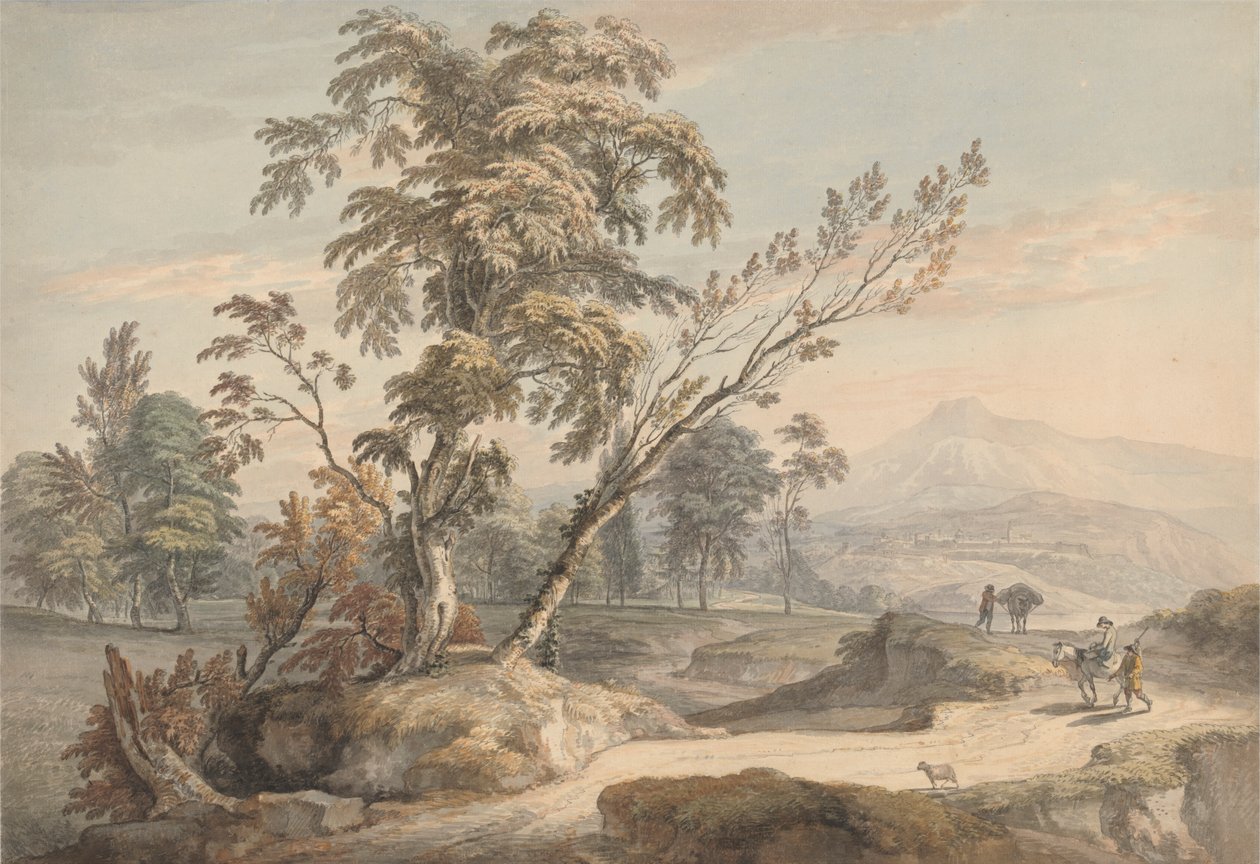 Italiensk landskap med reisende nr. 2 av Paul Sandby