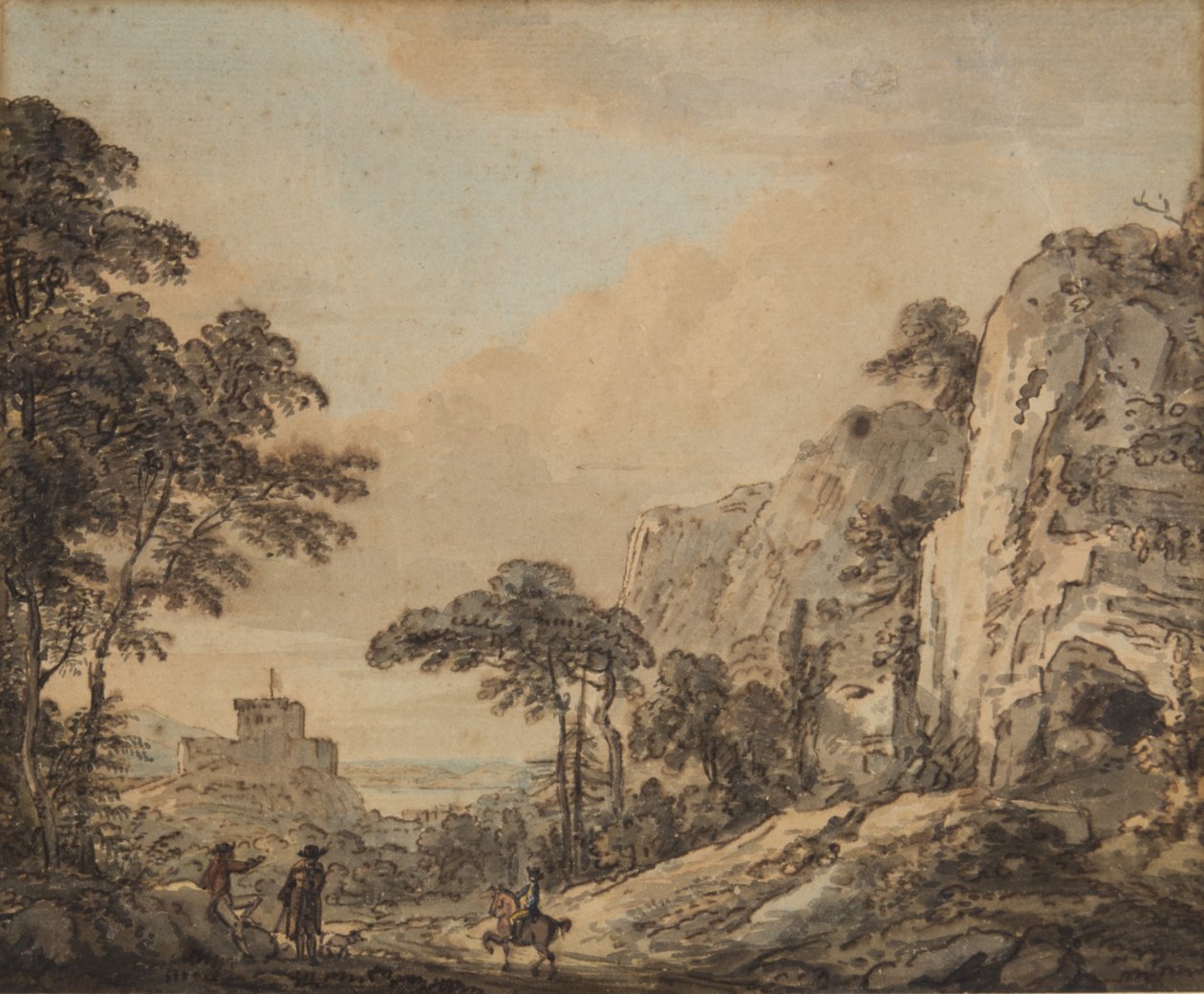 Landskap med rytter (penn, blekk, pensel og wc på papir) av Paul Sandby