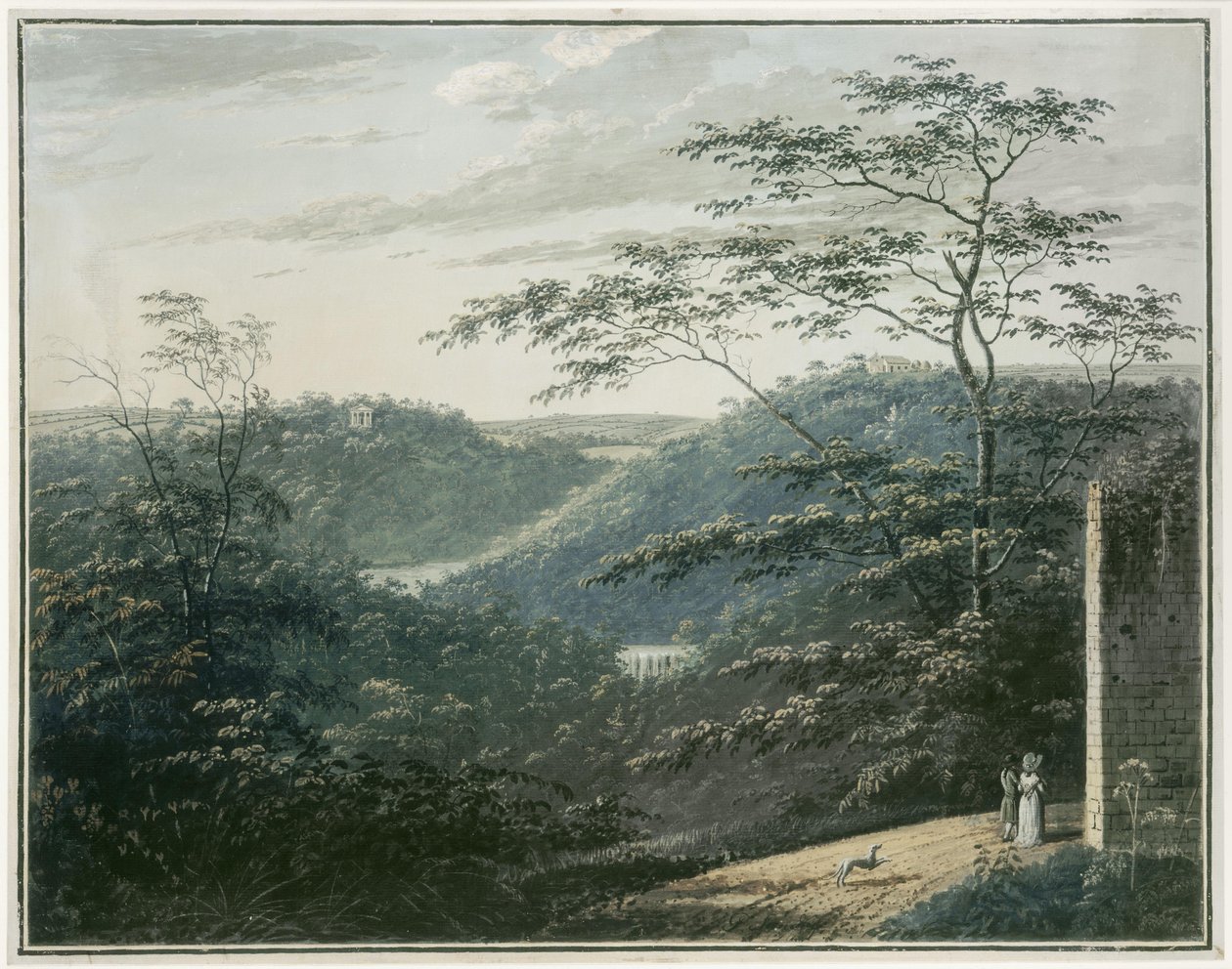 Landskap med foss og tempel av Paul Sandby
