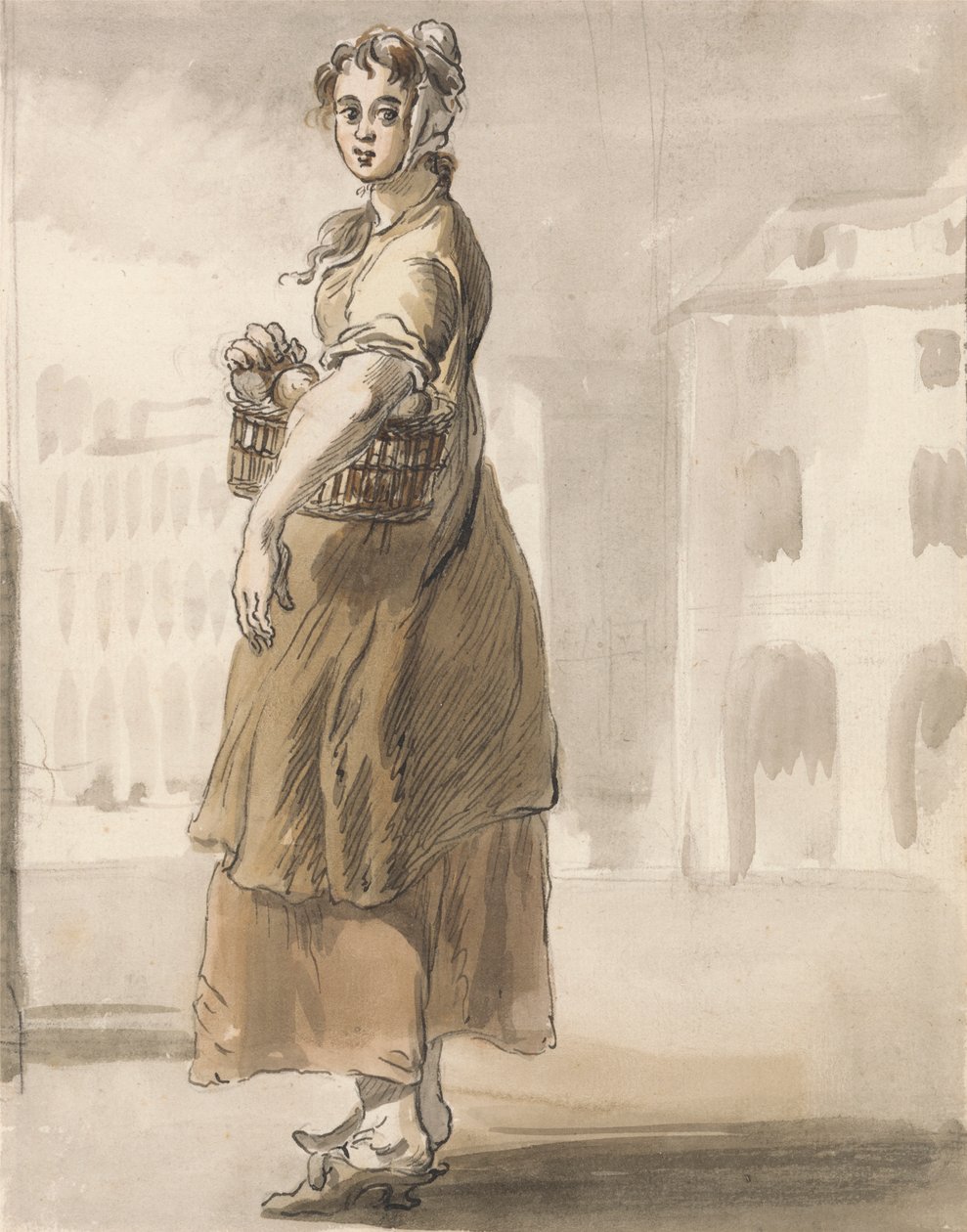 London Cries: A Girl with a Basket of Appels av Paul Sandby