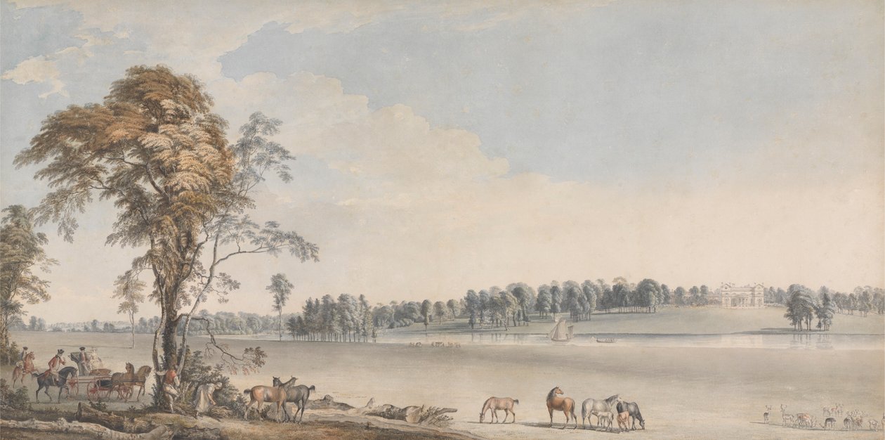 North West View of Wakefield Lodge i Whittlebury Forest, Northamptonshire av Paul Sandby
