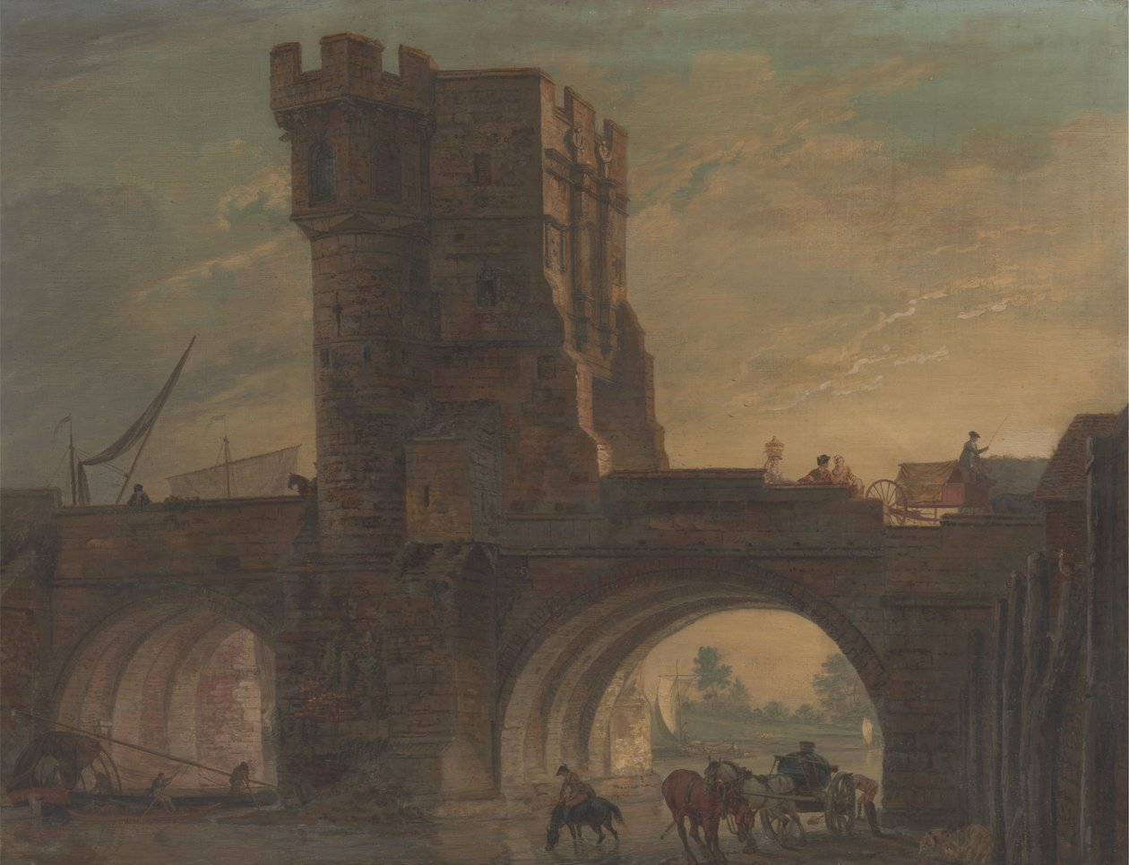 Old Bridge ved Shrewsbury av Paul Sandby
