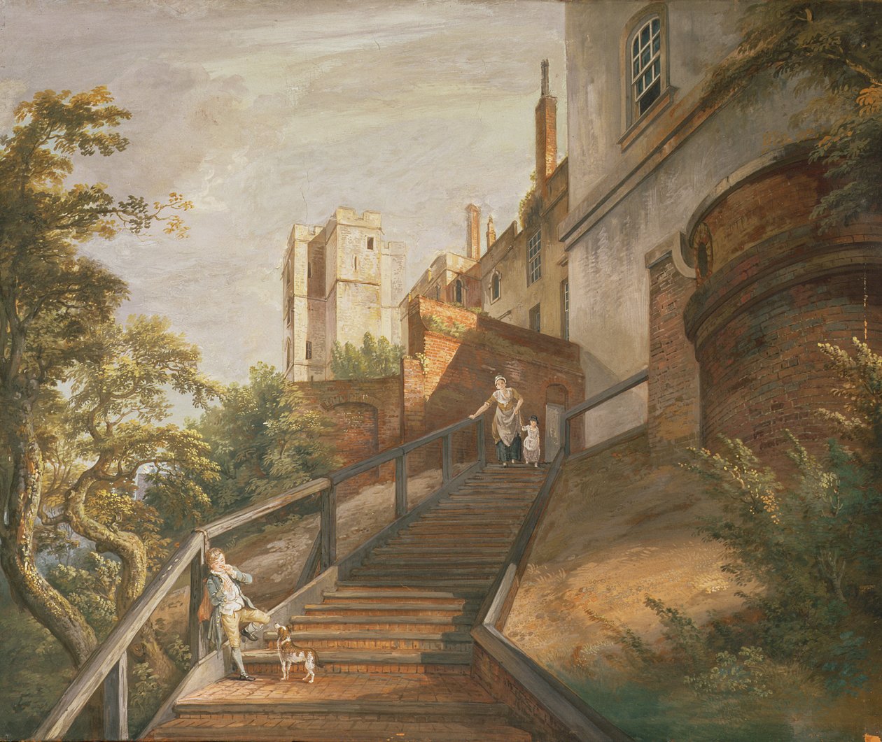 En del av Hundred Steps og Winchester Tower, Windsor Castle (gouache på skinn) av Paul Sandby