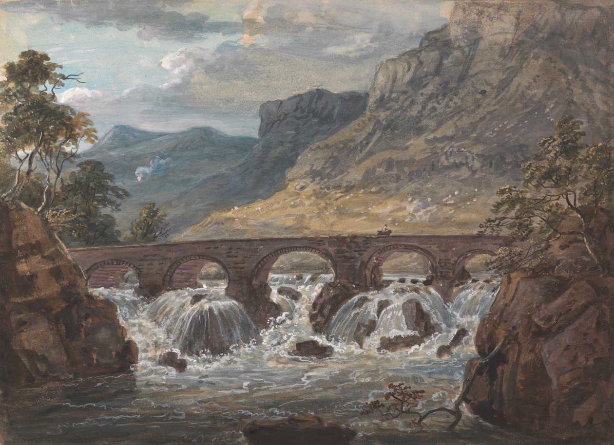 Pont-y-Pier nær Llanroost, Denbighshire av Paul Sandby