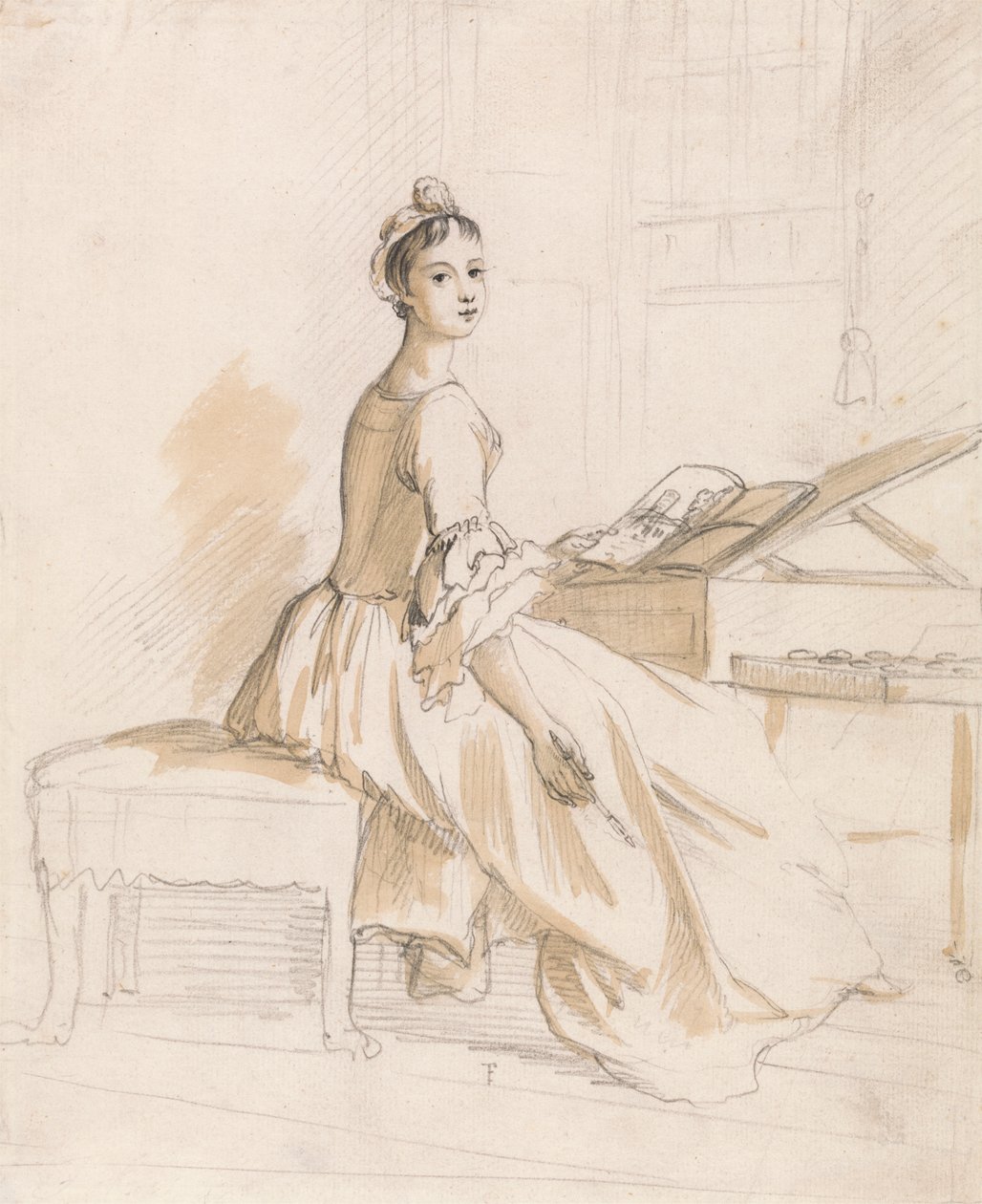 Portrett av en dame ved et tegnebord av Paul Sandby